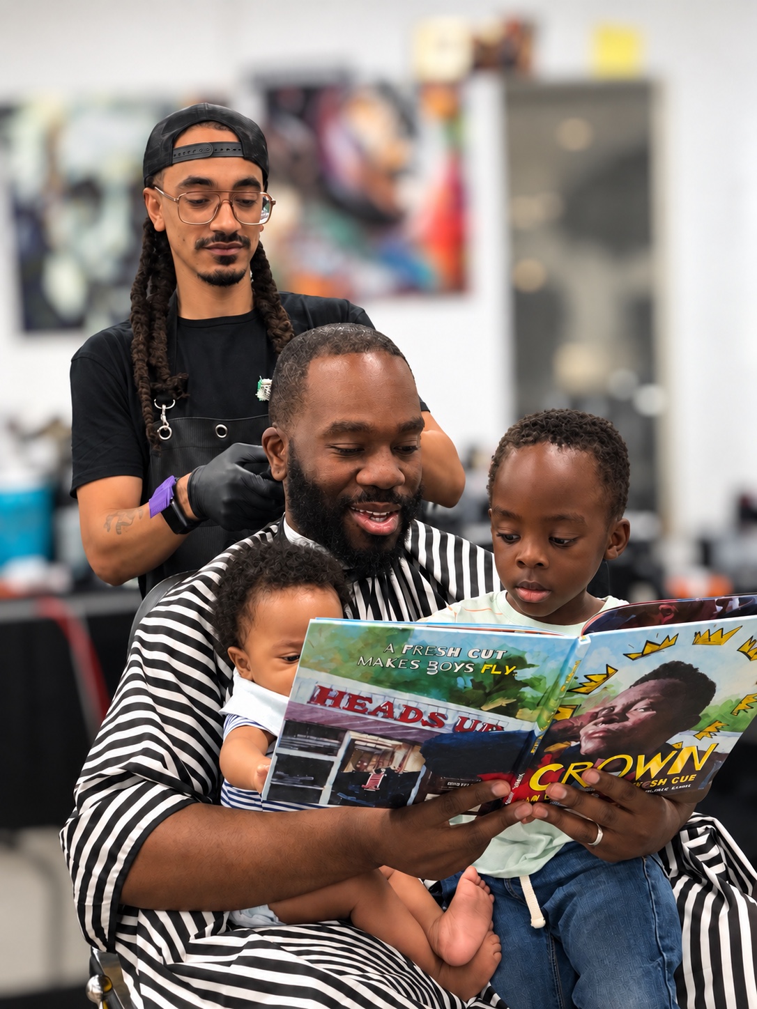 Alexander cutting a client’s hair at Redds Barber Salon